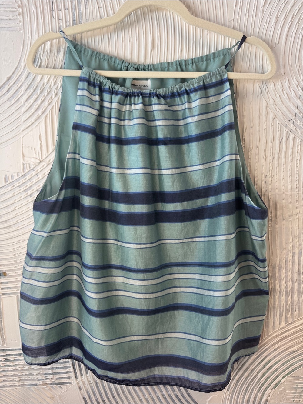 Banana Republic Mint Green & Navy Striped Sleeveless Top N0512